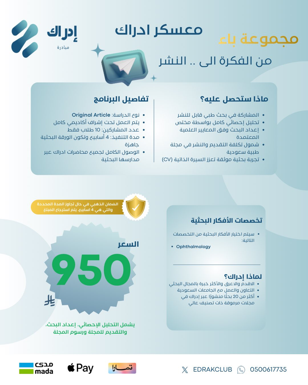 Edrak Research Bootcamp — Ophthalmology Group (From Idea to Publication)