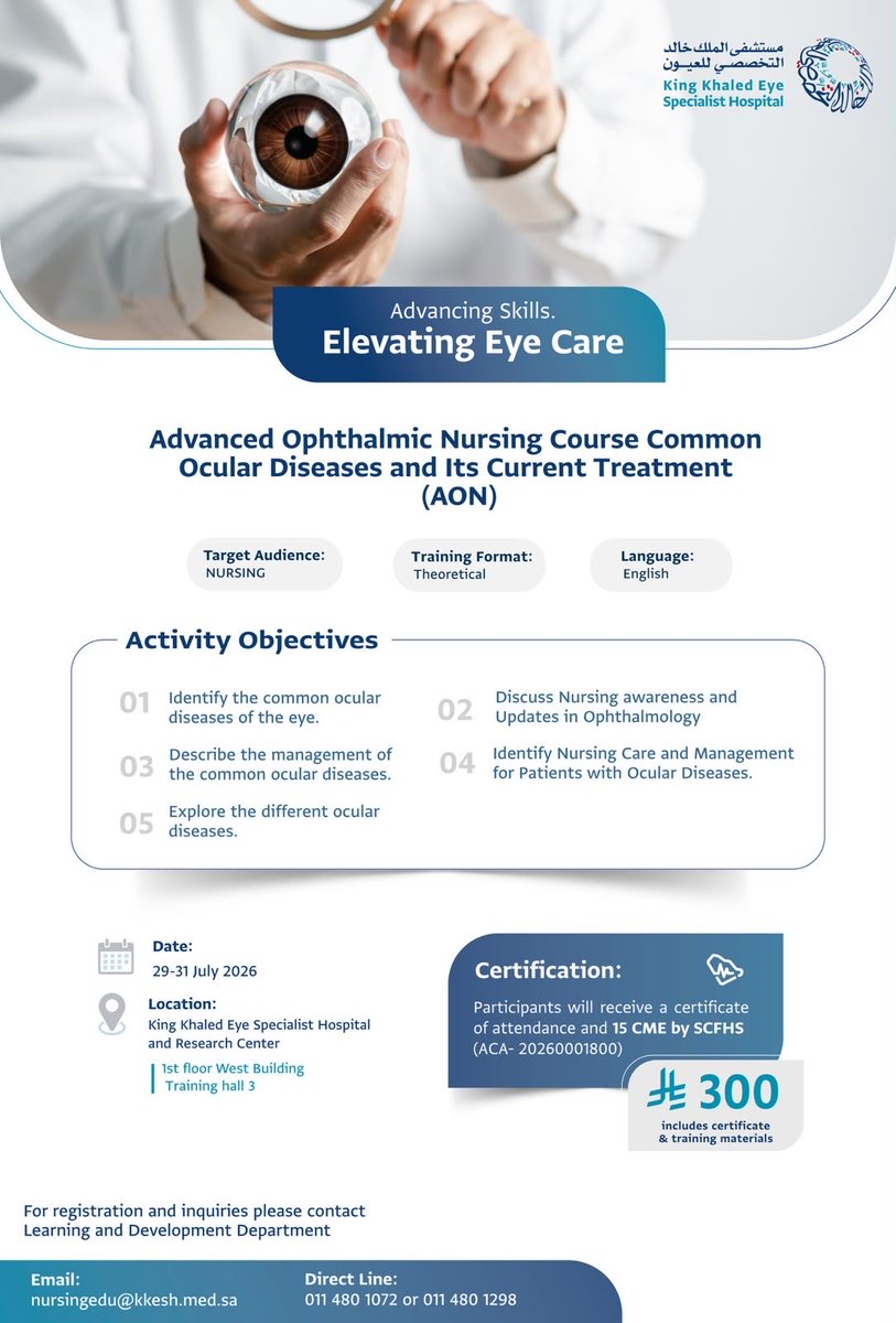 Advanced Ophthalmic Nursing Course – Common Ocular Diseases and Its Current Treatment (AON)