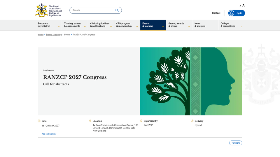 RANZCP 2027 Congress — Royal Australian and New Zealand College of Psychiatrists