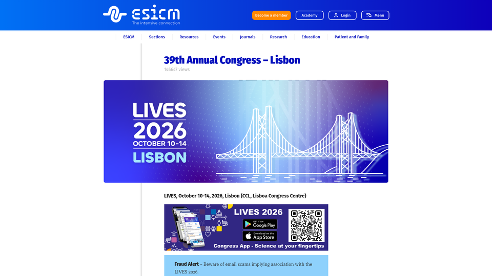 LIVES 2026 – 39th Annual Congress of ESICM