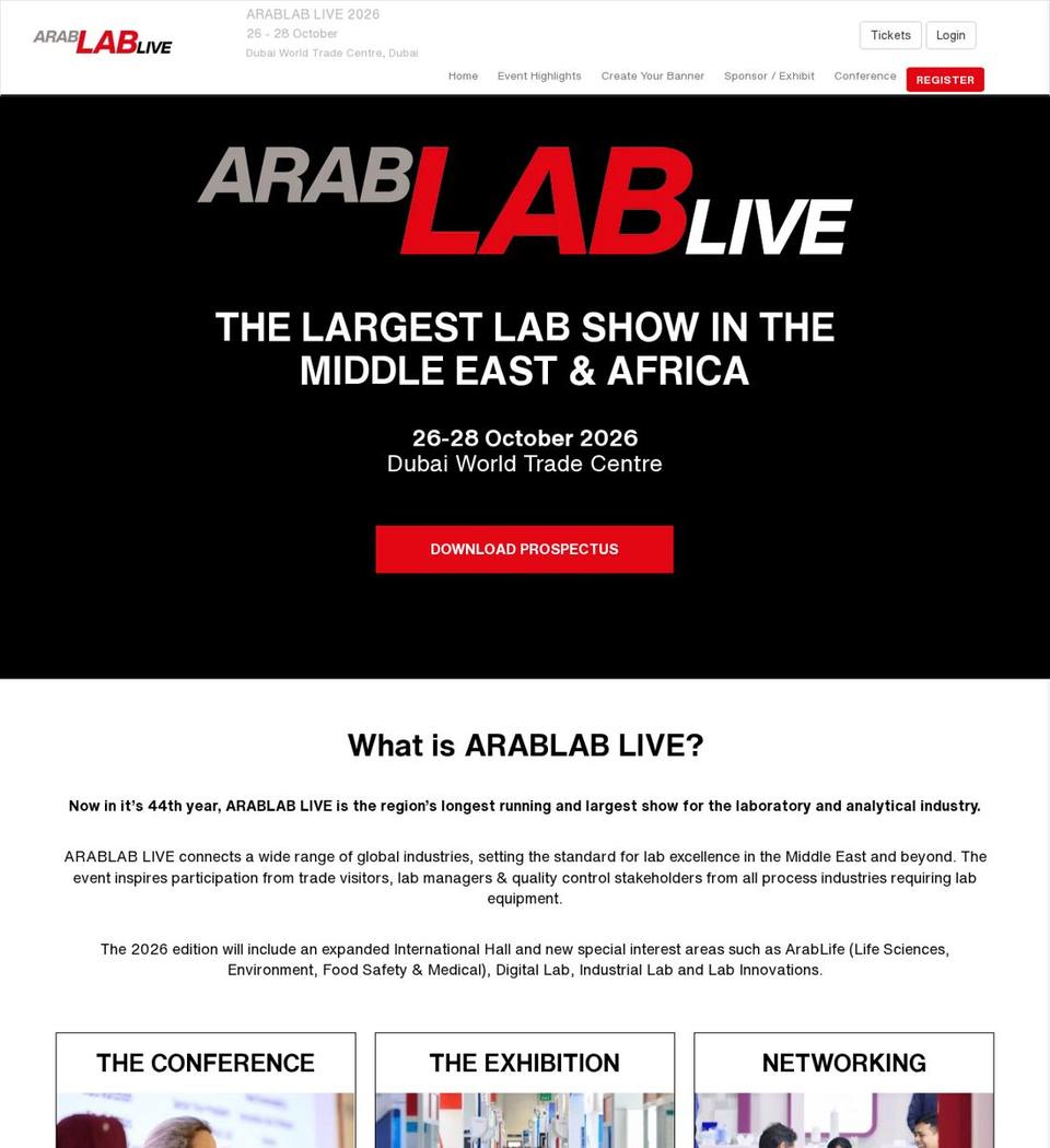 ARABLAB LIVE 2026 — International Laboratory Technology Exhibition