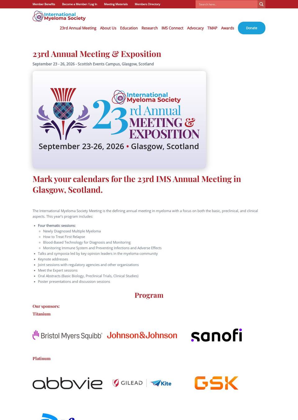 23rd International Myeloma Society (IMS) Annual Meeting & Exposition 2026