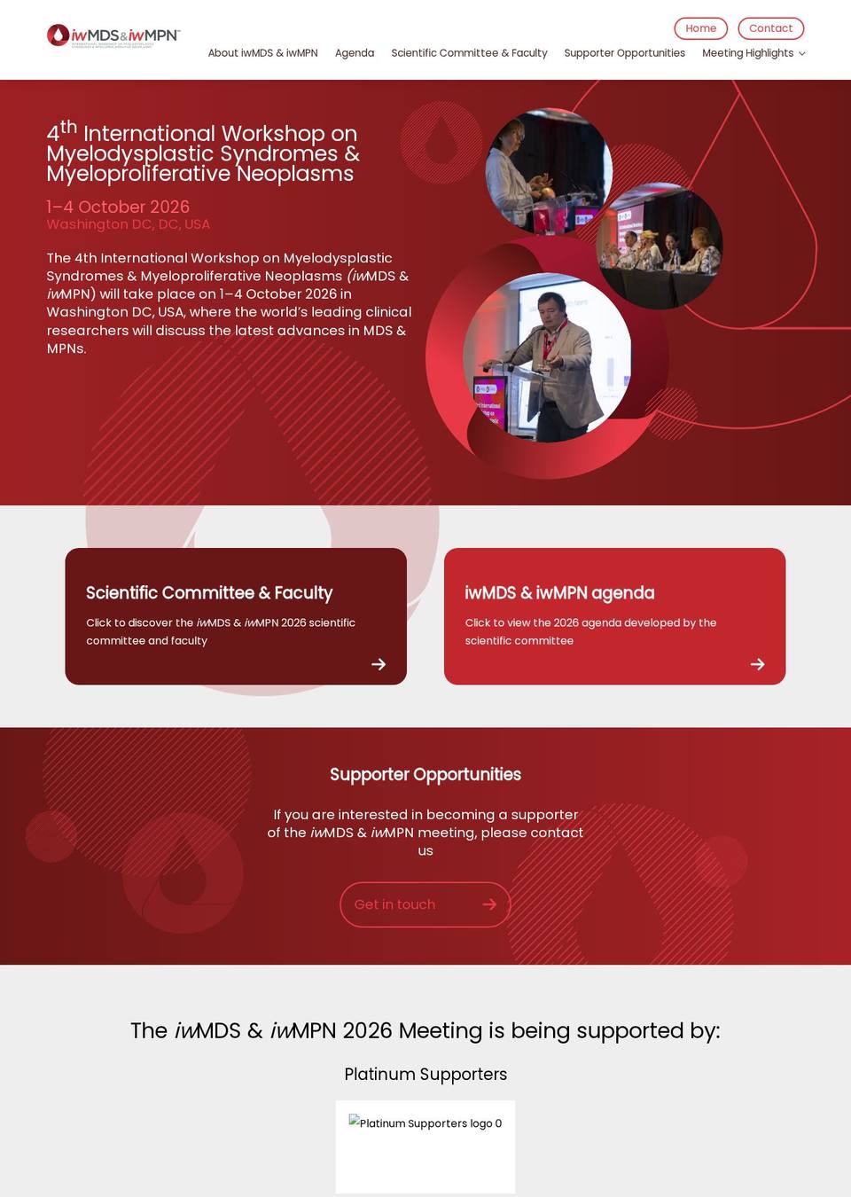 4th International Workshop on Myelodysplastic Syndromes & Myeloproliferative Neoplasms (iwMDS & iwMPN 2026)