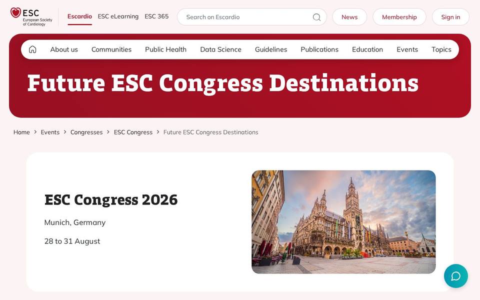 ESC Congress 2027 — European Society of Cardiology Annual Congress (Milan)