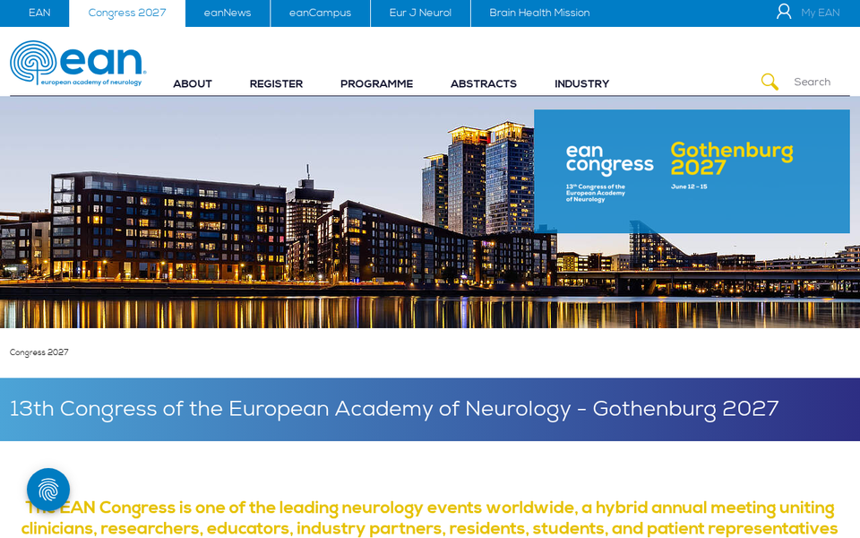 EAN Congress 2027 — 13th Congress of the European Academy of Neurology (Gothenburg)
