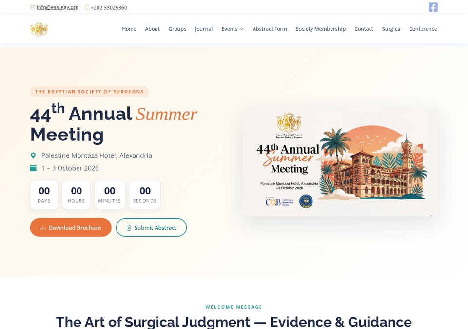 44th Annual Summer Meeting of the Egyptian Society of Surgeons (ESS) 2026
