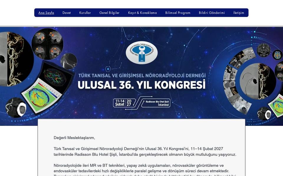 36th National Congress of the Turkish Society of Diagnostic and Interventional Neuroradiology (TNRD 2027)