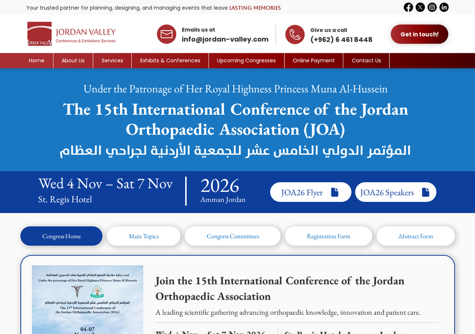 15th International Conference of the Jordan Orthopaedic Association (JOA 2026)
