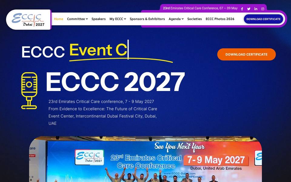ECCC 2027 — 23rd Emirates Critical Care Conference (Dubai)