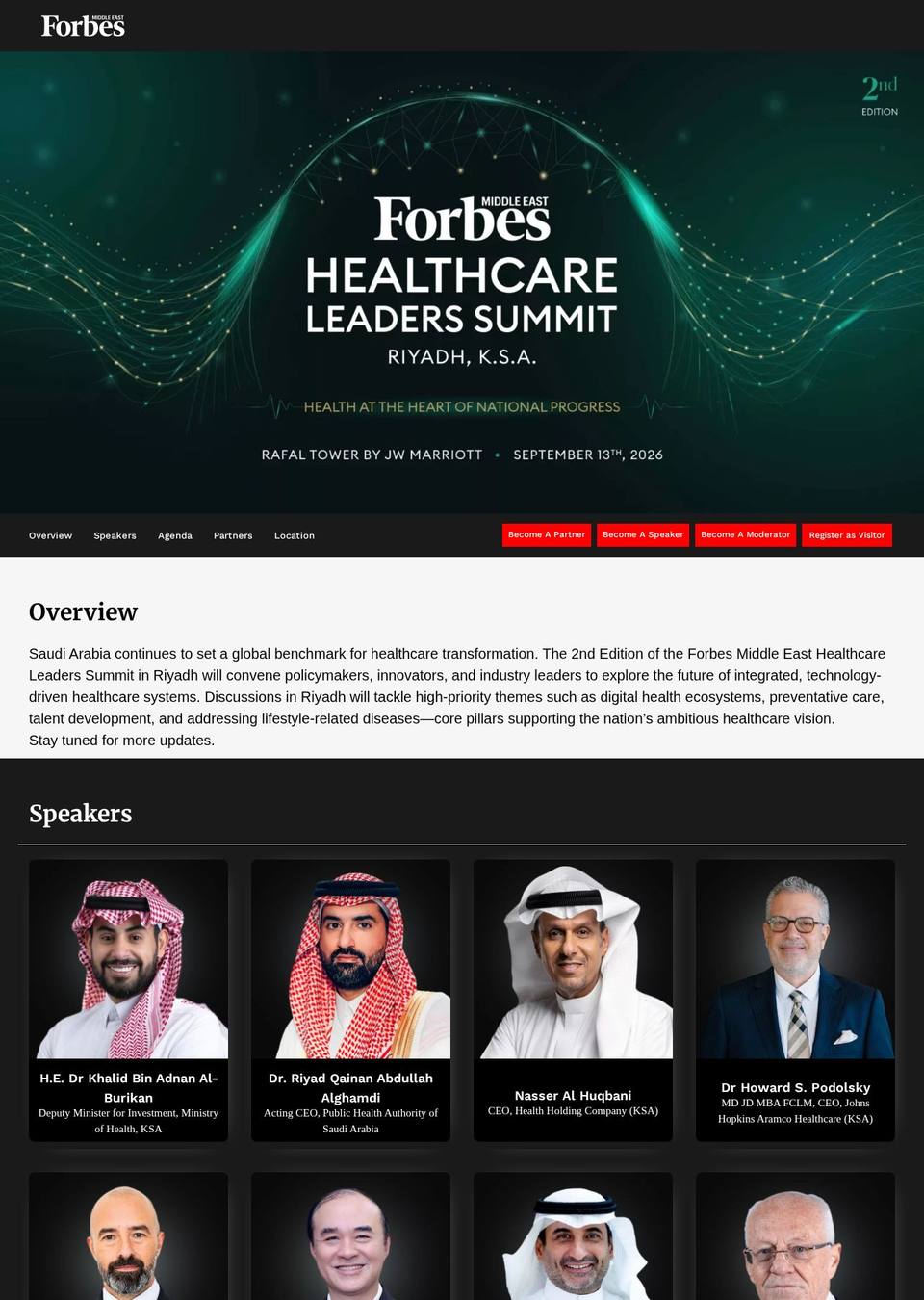 Forbes Middle East Healthcare Leaders Summit – 2nd Edition (Riyadh 2026)