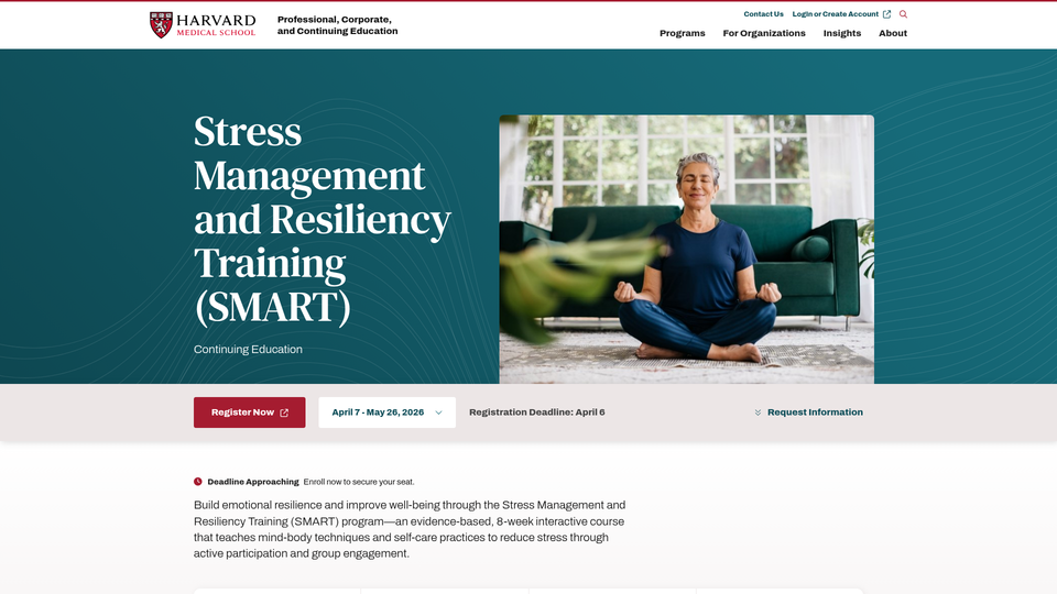 Stress Management and Resiliency Training (SMART) - March-April 2026