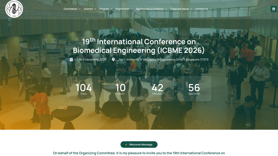 19th International Conference on Biomedical Engineering (ICBME 2026)