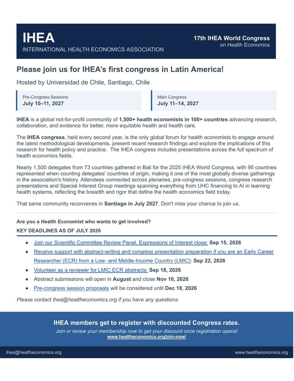 17th IHEA World Congress on Health Economics