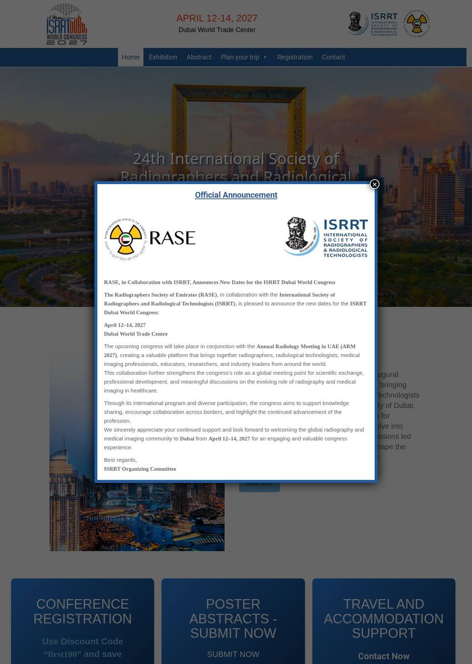 ISRRT World Congress 2027 — 24th International Congress of Radiographers & Radiological Technologists