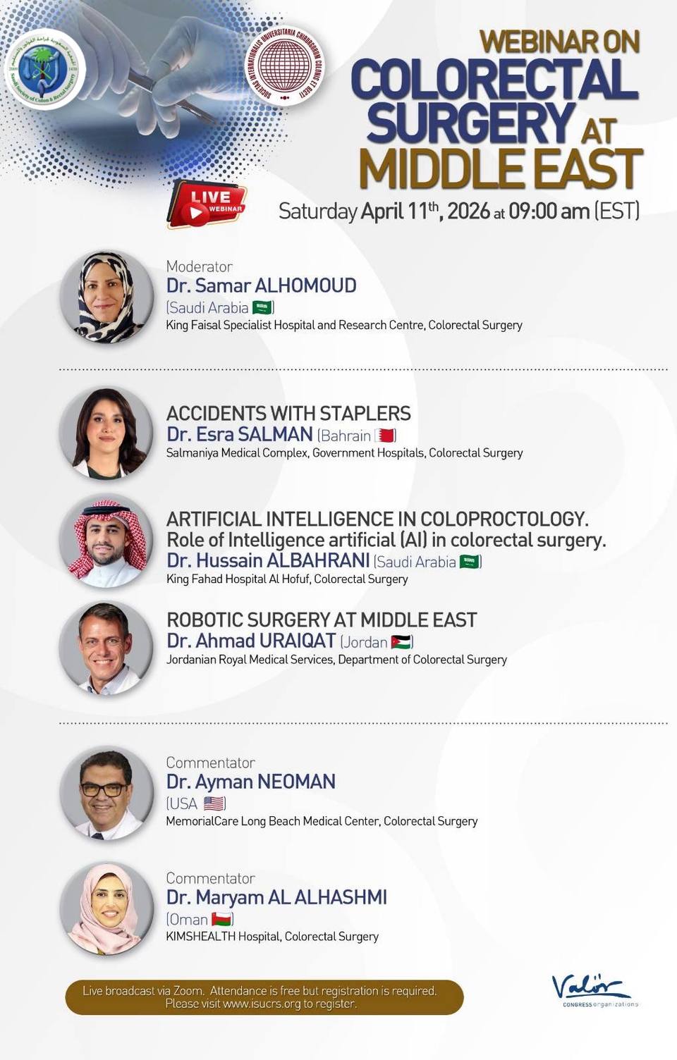 ISUCRS Webinar on Colorectal Surgery at Middle East