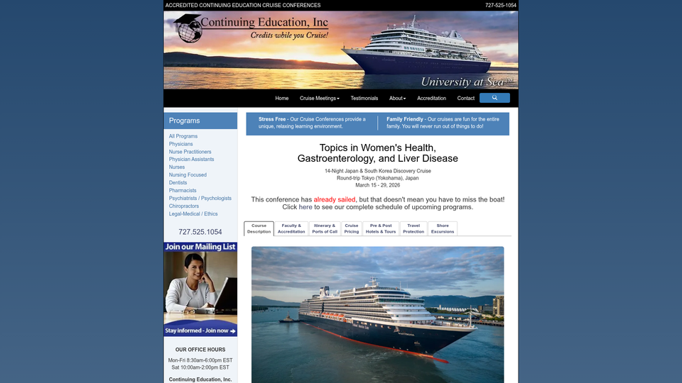 Topics in Women's Health, Gastroenterology, and Liver Disease — Japan & South Korea CME Cruise