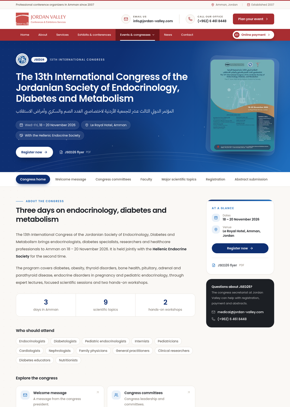 13th International Congress of the Jordanian Society of Endocrinology, Diabetes and Metabolism (JSED26)