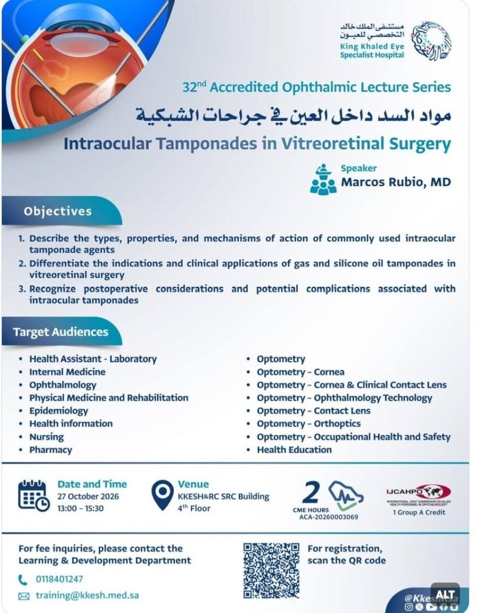 Intraocular Tamponades in Vitreoretinal Surgery — 32nd Accredited Ophthalmic Lecture Series