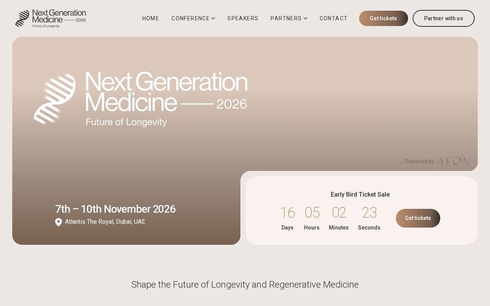 Next Generation Medicine 2026 — Future of Longevity
