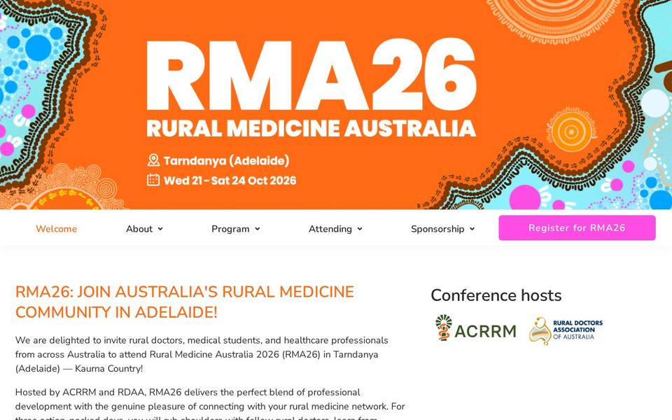 Rural Medicine Australia 2026 (RMA26) — ACRRM & RDAA Annual Conference