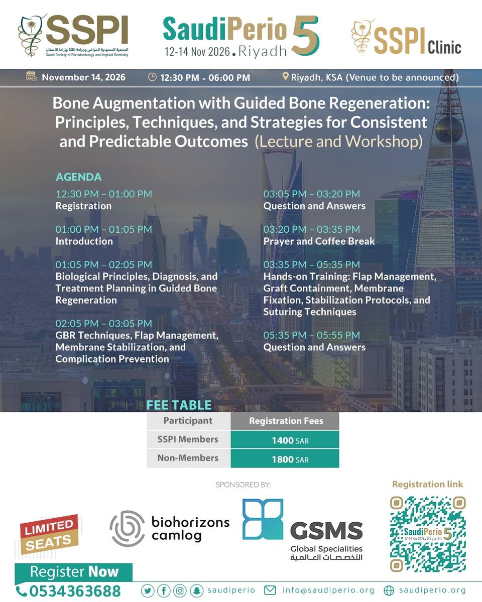 Bone Augmentation with Guided Bone Regeneration: Principles, Techniques, and Strategies for Consistent and Predictable Outcomes (Lecture and Workshop)