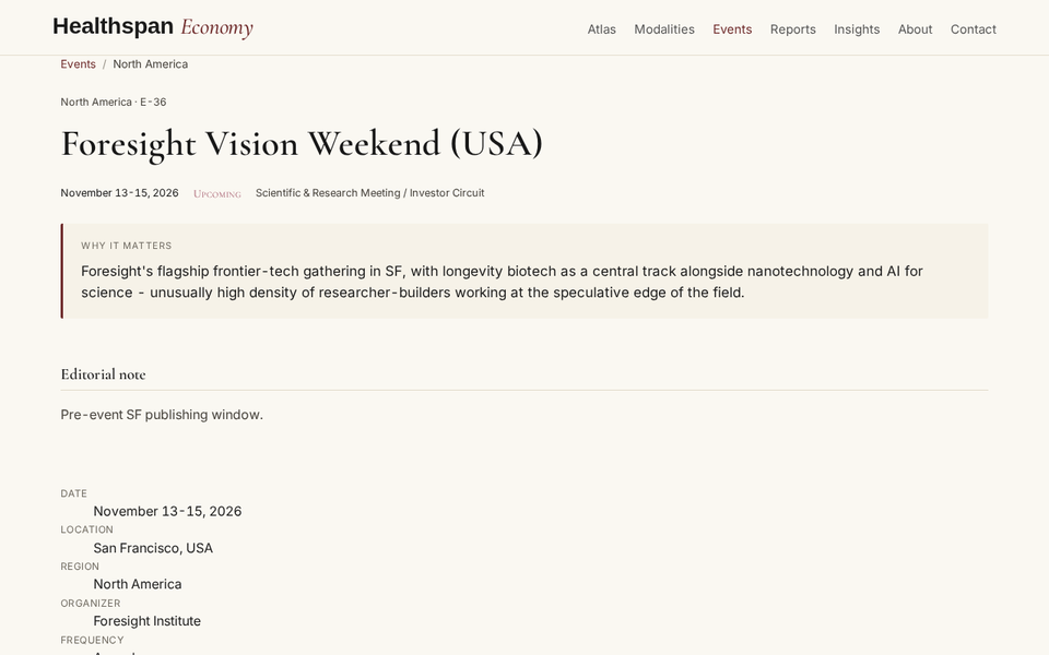 Foresight Vision Weekend USA 2026