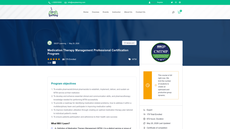 Medication Therapy Management (MTM) Professional Certification Program