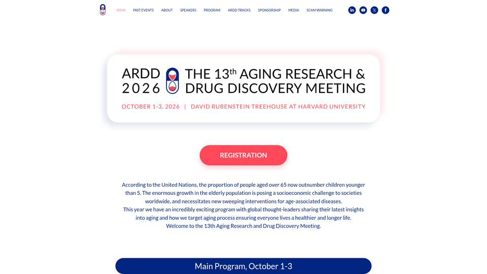 ARDD 2026 — 13th Aging Research and Drug Discovery Meeting