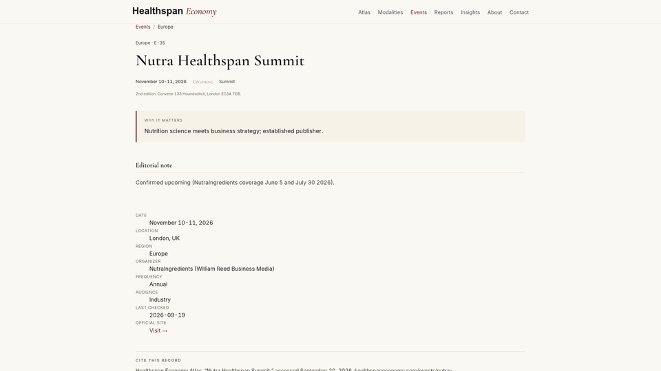 Nutra Healthspan Summit 2026