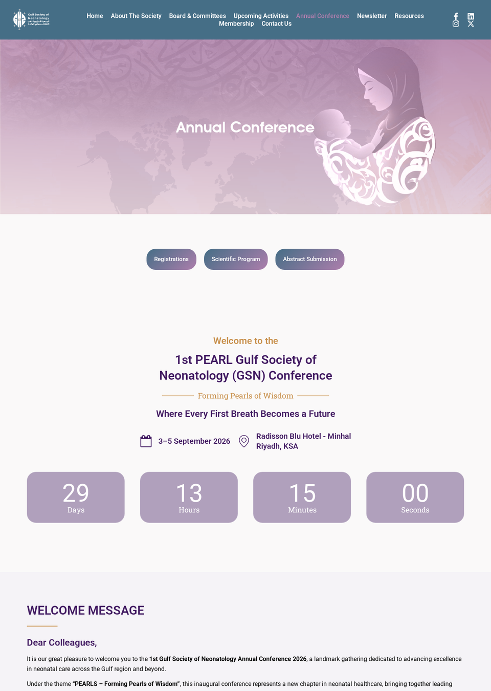 1st PEARL Conference — Gulf Society of Neonatology (GSN) Annual Conference 2026