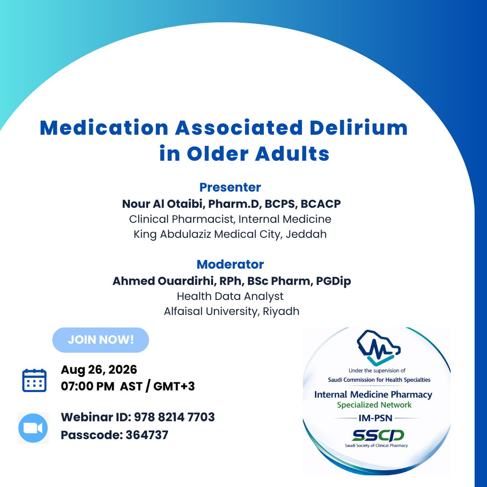 Medication Associated Delirium in Older Adults — IM-PSN Webinar
