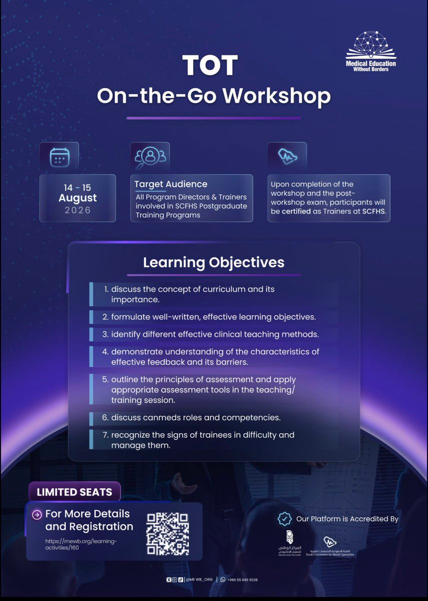 TOT On-the-Go Workshop — Become a Certified Trainer by SCFHS (August 2026)