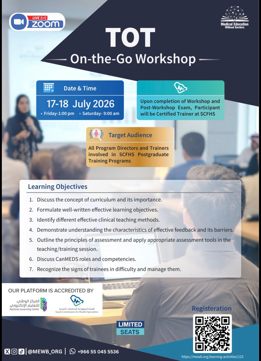 TOT On-the-Go Workshop — Become a Certified Trainer by SCFHS (July 2026)