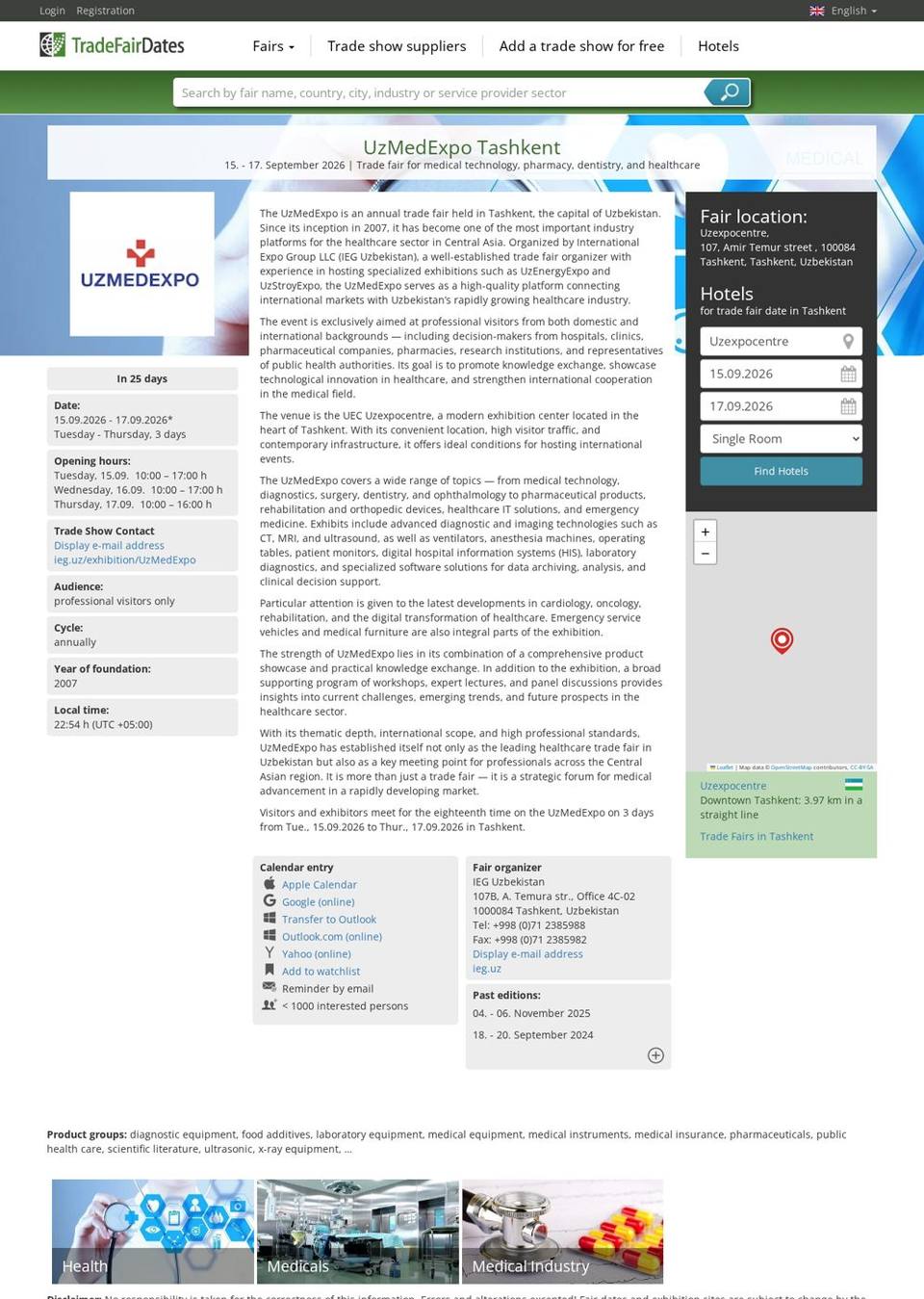 UzMedExpo 2026 — International Exhibition for Medical Technology, Pharmacy, Dentistry and Healthcare