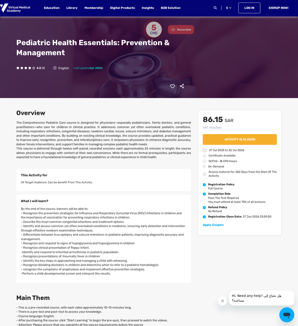 Pediatric Health Essentials: Prevention & Management (On-Demand CME)