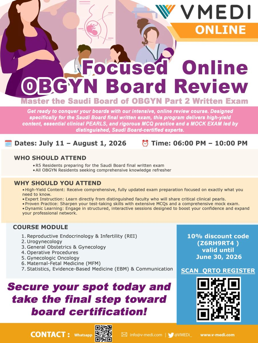 VMEDi Focused Online OBGYN Board Review — Saudi Board Part 2 Written Exam 2026